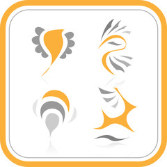 Vector abstract internet icons. Orange set. Simply change.
