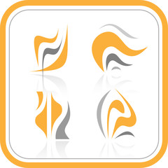 Vector abstract internet icons. Orange set. Simply change.