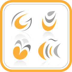 Vector abstract internet icons. Orange set. Simply change.