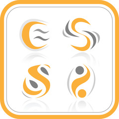 Vector abstract internet icons. Orange set. Simply change.