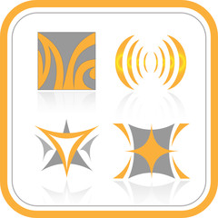 Vector abstract internet icons. Orange set. Simply change.