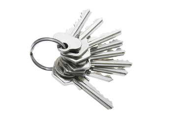 Bunch of Keys on Isolated White Background