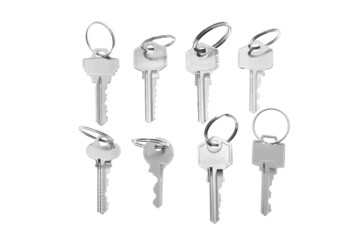 Key with Rings on Isolated White Background