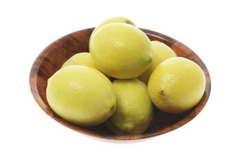 Bowl of Lemons on White Background
