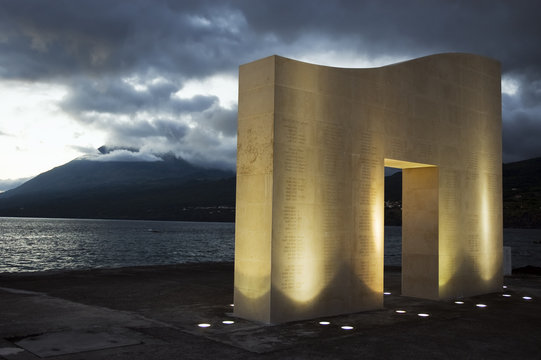 Monument to whalers  in Lages do Pico, Azores, Portugal.