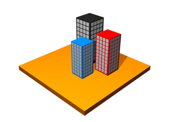 City Skyscrapers 3d Collection Series in Orange