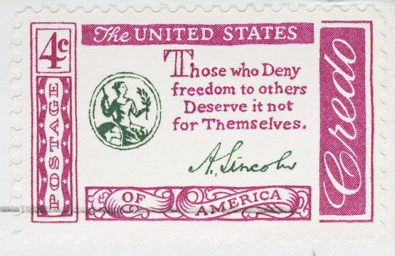 Vintage 1960 Canceled US Postage Stamp abraham lincoln credo