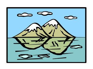 mountains and lake scene