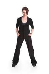 Young girl posing on white isolated background