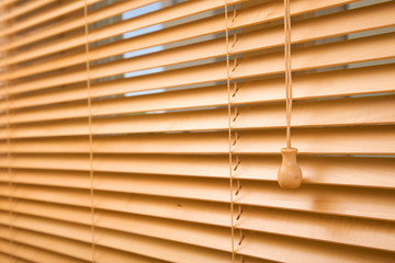 home decoration concept with wood jalousie close up