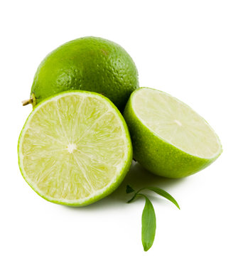 Green limes on white backgrond