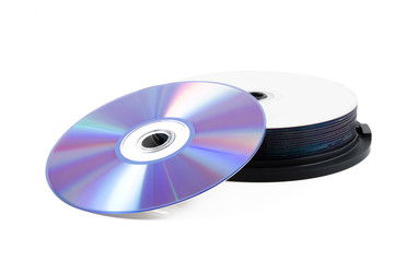 Compact disc stack over white