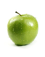 Juicy green apple isolated on white in studio - XXL file