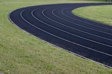 Curve of black running track