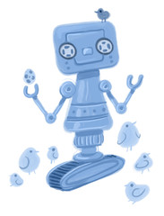 青いロボットとヒヨコ © green_2