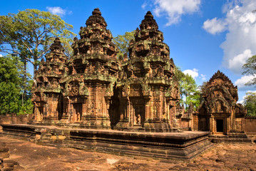 Fototapeta premium Banteay srei, in pink sandstone.Angkor, Cambodia.