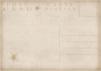 illustration of old vintage blank postcard