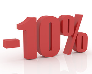 3D signs showing 10% discount and clearance.