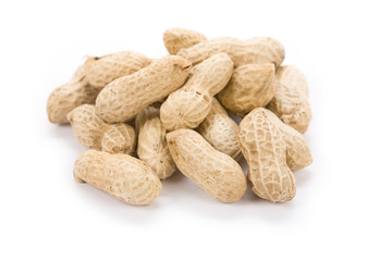 Peanuts with white background, close up