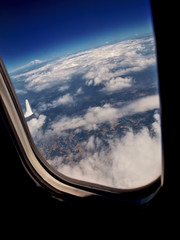 Fototapeta na wymiar view through an airplane window