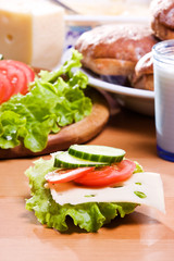 Fresh Vegetables and chees on bread