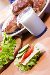 Fresh Vegetables and chees on bread