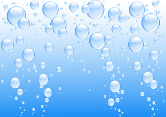 Blue underwater background with bubbles