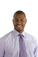 A young happy businessman in a dress shirt