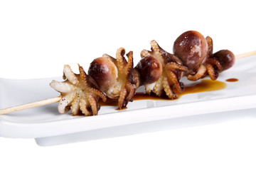 fresh grilled octopus isolated on the white