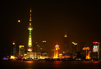 Fototapeta na wymiar Shanghai China Cityscape Night Pudong TV Tower