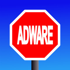 stop Adware sign on blue sky illustration