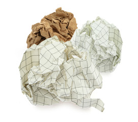 group of crumpled paper balls on white background