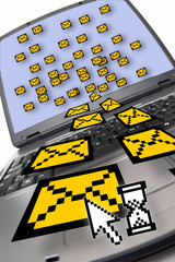 Illustration of a email envelope, spam and utility bills...