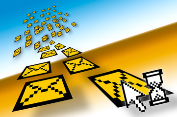 Illustration of a email envelope, spam and utility bills...