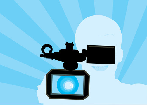 vector image of video operator silhouette
