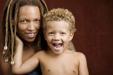African American mother and biracial son - Powered by Adobe