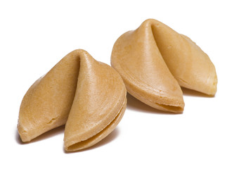 Two fortune cookies isolated on white background