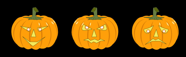the vector halloween orange pumpkin set