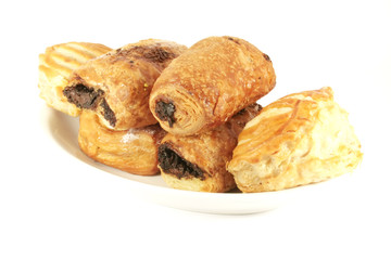 Assorted Danish Pastries Isolated on a White Background