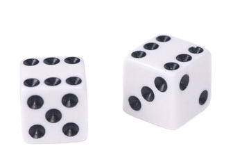 A pair of dice with six on each. chance, winning