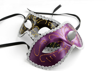 Venetian Masks on White Background with Soft Shadow