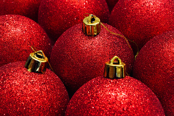 red Christmas decorations balls background