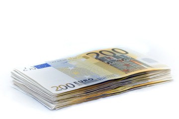 Heap of 200 euro notes