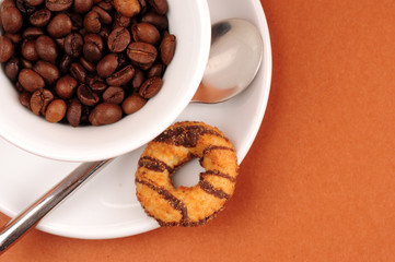 Cup of coffee beans