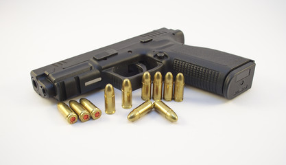 pistol and bullets