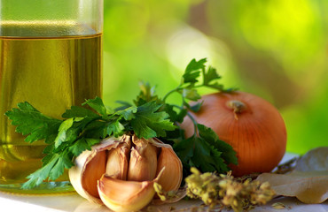Oliveoil and food ingredients.