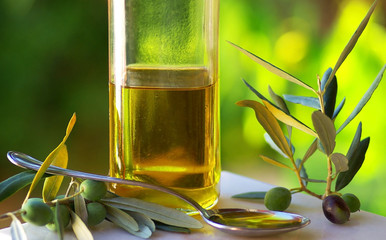 Oliveoil and olives.