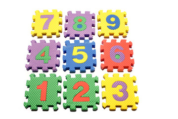 Number learning blocks isolated over white