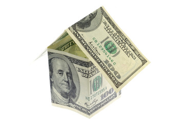 US money house in isolated white background