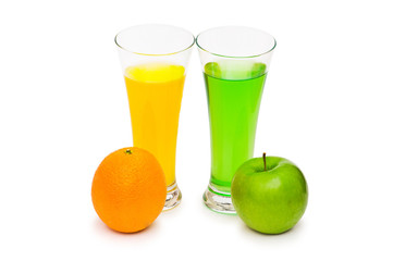 Orange and apple cocktail isolated on the white background